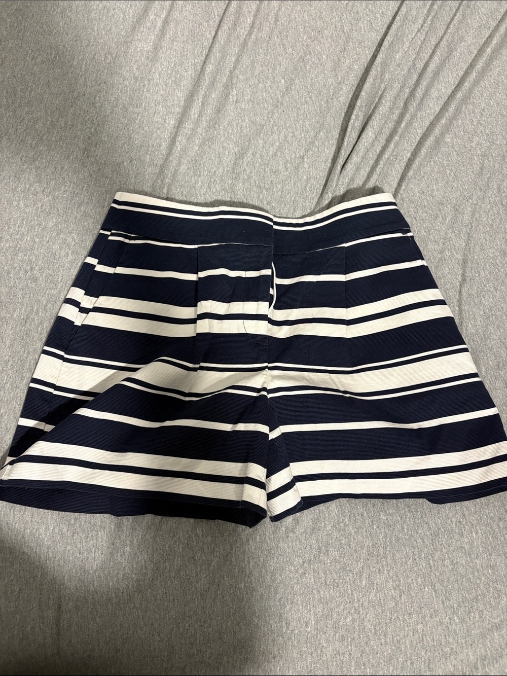 Ann Taylor Navy and White High-Waist Striped Shorts